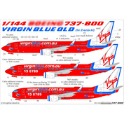 URS1448 Sunrise 1/144 Decals for 737-800 Virgin Blue Old with stencil and masks for the Zvezda model (canopy and wheels)