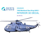 QD48429 Quinta Studio 1/48 3D Декаль интерьера кабины Westland Sea King HAS.1 (Airfix)