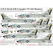 UR32208 Sunrise 1/32 Decal for F-8A/E/J/H Crusader VA-162 since. inscriptions, FFA (removable lacquer substrate) 