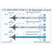 UR3237 UpRise 1/32 Декали для AIM-9 L/M Sidewinder, 10 pcs
