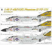 URS487 Sunrise 1/48 Decal for F-4B/N/J/S Phantom VF-151, without stencil