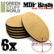9198 Green Stuff World Овальное AOS основание 75 x 42 мм / MDF Bases - AOS Oval 75x42mm