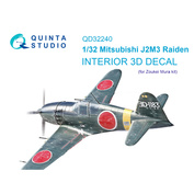 QD32240 Quinta Studio 1/32 3D Декаль интерьера кабины Mitsubishi J2M3 Raiden (Zoukei Mura)
