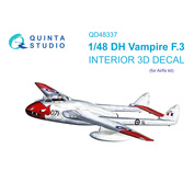 QD48337 Quinta Studio 1/48 3D Декаль интерьера кабины DH Vampire F.3 (Airfix)