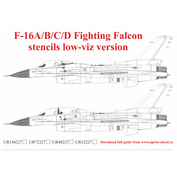 UR48227 UpRise 1/48 Декаль для F-16A/B/C/D Fighting Falcon, с тех. надписями, FFA (удаляемая лаковая подложка)