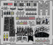 33203 Eduard 1/32 Фототравление для TF-104G с сидениями