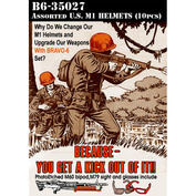 B6-35027 Bravo-6 1/35 Assorted U.S. M1 Helmets (10pcs) / Различные шлемы США M1 (10шт)