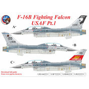 UR72223 Sunrise 1/72 Decals for F-16B Fighting Falcon USAF Pt.1