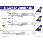 URS1447 UpRise 1/144 Декали для Airbus A320/321 Lufthansa, с тех. надписями