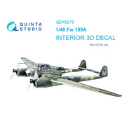 QD48275 Quinta Studio 1/48 3D Декаль интерьера кабины Fw 189A (GWH)