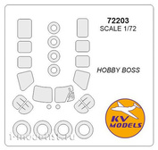 72203 KV Models 1/72 Набор окрасочных масок для остекления модели вертолёта 