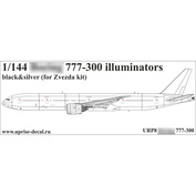 URP8 Sunrise 1/144 Decal for 777-300 airliner, portholes, black