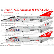 URS486 Sunrise 1/48 Decal for F-4J/S Phantom-II VMFA-232