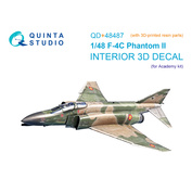 QD+48487 Quinta Studio 1/48 3D Декаль интерьера для F-4C Phantom II (Academy) (с 3D-печатными деталями)