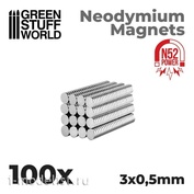 9262 Green Stuff World Neodymium Magnets 3 x 0.5 mm (100 pcs) (N52) / Neodymium Magnets 3x0'5mm - 100 units (N52)