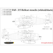 UR48206 UpRise 1/48 Декаль для F6F-3/5 Hellcat, тех. надписи (удаляемая лаковая подложка)
