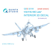 QDS-32109 Quinta Studio 1/32 3D Декаль интерьера кабины F/A-18C Late (Academy) (малая версия)