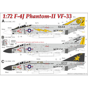 URS725 Sunrise 1/72 Decal for F-4J Phantom-II VF-33, without stencil