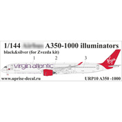 URP10 UpRise 1/144 Декаль для авиалайнера А350, иллюминаторы, чёрные
