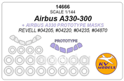 14666 KV Models 1/144 Paint masks on A330-300 + masks on prototype Airbus A330 + masks on disks and wheels