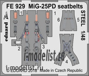FE929 Eduard 1/48 Фототравление для модели MiG-25PD seatbelts STEEL