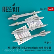 RS48-0178 RESKIT 1/48 Ракета Kh-25MP (AS-10 Karen) с APU-68 (4 штуки)