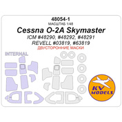 48054-1 KV Models 1/48 Окрасочная маска для Cessna O-2A Skymaster (ICM #48290, #48292, #48291 / REVELL #03819, #63819) - (двусторонние маски) + маски на диски и колеса