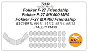 72142 KV Models 1/72 Набор окрасочных масок для остекления модели Fokker F-27 Friendship