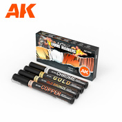 AK1300 AK Interactive Marker Set Liquid Metallic (4 pcs.)