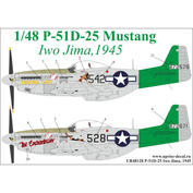 UR48128 Sunrise 1/48 Decal for P-51D-25 Mustang Iwo Jima, 1945, without those. inscriptions