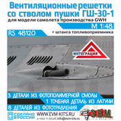 RS48120 Э.В.М. 1/48 Пушка ГШ-30-1, топливоприемник, вентрешетки для Суххой-30СМ (GWH)