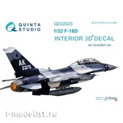 QD32023 Quinta Studio 1/32 3D Cabin Interior Decal F-16D (for Academy model)