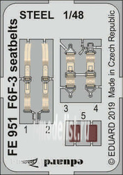 FE951 Eduard photo etched parts 1/48 F6F-3 steel straps