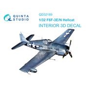 QD32189 Quinta Studio 1/32 3D Декаль интерьера кабины F6F-3E/N Hellcat (Трубач)