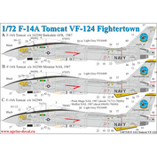 UR7218 UpRise 1/72 Декали для F-14A Tomcat VF-124 с тех. надписями