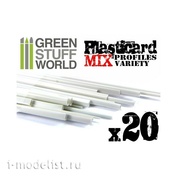 9128 Green Stuff World Набор пластиковых трубок, 20 шт. / ABS Plasticard - Profile - 20x Variety Pack