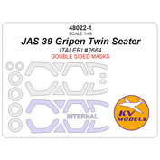 48022-1 KV Models 1/48 JAS 39 Gripen Twin Seater (ITALERI #2664) - (двусторонние маски) + маски на диски и колеса
