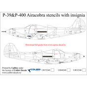 UR32240 Sunrise 1/32 Decal for P-39 Airacobra, tech. inscriptions and insignia