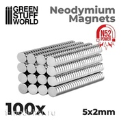 9265 Green Stuff World Neodymium Magnets 5 x 2 mm (100 pcs) (N52) / Neodymium Magnets 5x2mm - 100 units (N52)
