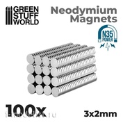 9062 Green Stuff World Неодимовые магниты 3 x 2 мм (100 шт.) (N35) / Neodymium Magnets 3x2mm - 100 units (N35)