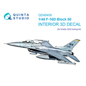 QD48408 Quinta Studio 1/48 3D Декаль интерьера кабины F-16D block 50 (Kinetic 2022 tool)