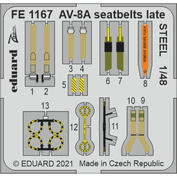 FE1167 Eduard 1/48 Фототравление для AV-8A late, ремни безопасности СТАЛЬНЫЕ