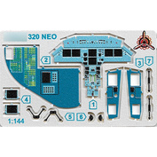 144226П Microdesign 1/144 Scales photo etched parts for the A320 Neo, the interior of the cockpit
