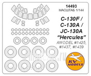 14493 KV Models 1/144 Набор окрасочных масок для остекления модели C-130 Hercules