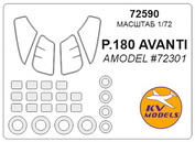 72590 KV Models 1/72 Набор окрасочных масок для Piaggio P.180 Avanti + маски на диски и колеса