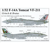 UR32202 UpRise 1/32 Декаль для F-14A Tomcat VF-211 Grinch & Brutus