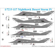 UR72196 Sunrise 1/72 Decal for F-117A Nighthawk 