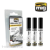 AMIG7508 Ammo Mig BARE METAL COLORS SET (oil paint Set with fine brush applicator)