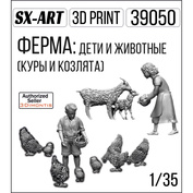 39050 SX-Art 1/35 Ферма: дети и животные (куры и козлята)