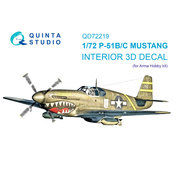 QD72219 Quinta Studio 1/72 3D Декаль интерьера кабины P-51B/P-51C Mustang (Arma Hobby)